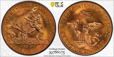 1967-P Medal D1967-1d Bronze SEABEES Anniv Small MS67RD