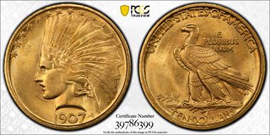 1907 $10 Indian MS64