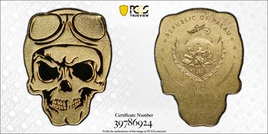 nd(2019) $1 Golden Biker Skull MS70