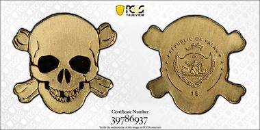(2017) $1 Golden Pirate Skull MS70