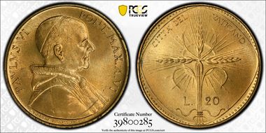 AN VI (1968) 20 Lire F.A.O. MS67