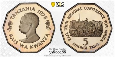 1978 5 Shil F.A.O. PR66DCAM