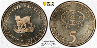 1995 5 Den F.A.O. Cu-Ni-Zn MS65