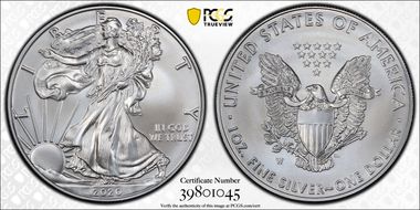 2020-W $1 Burnished Silver Eagle First Strike SP70
