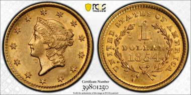 1854 G$1 Type 1 MS62