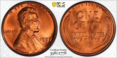1957 1C MS67RD