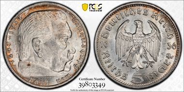 1936-G 5 Mk No Swastika J-360 MS61