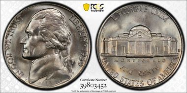 1939-S 5C Reverse of 1938 MS67