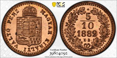 1882-KB 5/10 Kr Restrike PR65RD