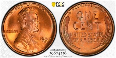 1937-D 1C MS67+ RD