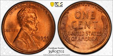 1944-S 1C MS67RD