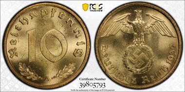 1937-A 10 Pfg J-364 MS65