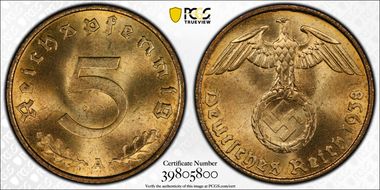 1938-A 5 Pfg J-363 MS66