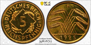 1925-A 5 Rcpfg J-316 PR66CAM