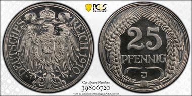 1910-J 25 Pfg J-18 PR66CAM