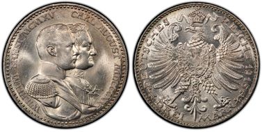 1915-A 3 Mk Grand Duchy J-163 MS66