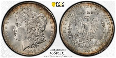 1900 $1 VAM 24, Doubled Wing MS64