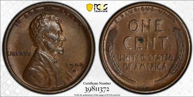 1909-S VDB 1C AU55BN