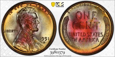 1951-D 1C MS65RB