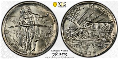 1938 50C Oregon MS67+