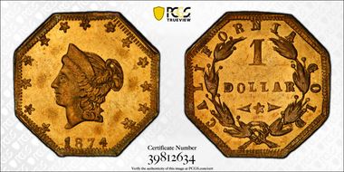 1874 G$1 BG-1110 MS63PL