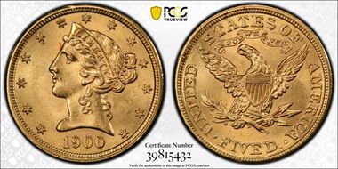 1900 $5 MS63
