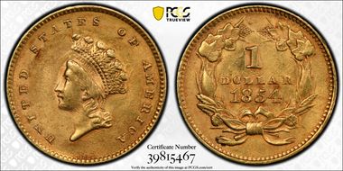 1854 G$1 Type 2 AU58