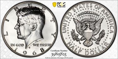 1968-S 50C Inverted Mintmark, FS-511 PR67