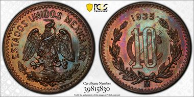 1935-Mo 10C Bronze KM-430 MS64BN