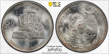 1988-Mo 50 Peso Oil Industry KM-532  Ag MS67