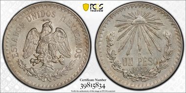 1919-M Peso KM-454  Ag AU55