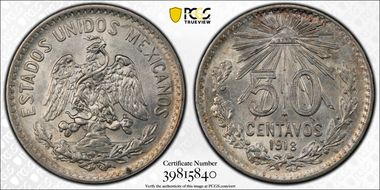 1918-M 50C KM-445  Ag MS63