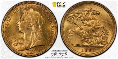 1897-S 1/2 Sov S-3881A AU58