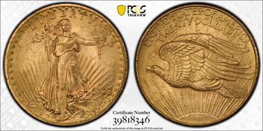 1908 $20 No Motto MS64