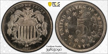 1867 5C No Rays MS65+