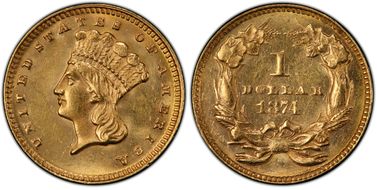 1874 G$1 MS62