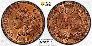 1886 1C Type 1 MS64+ RB