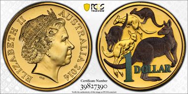 2014 $1 Mob of Roos AlBr Colorized MS69