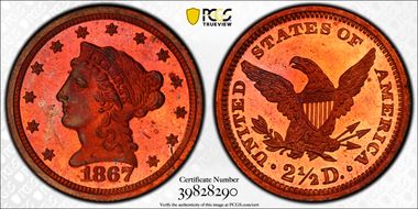 1867 $2.50 J-595 PR65RD