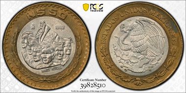 1993-Mo 50 Peso Niños Heroes KM-571 Ag / AlBr MS62
