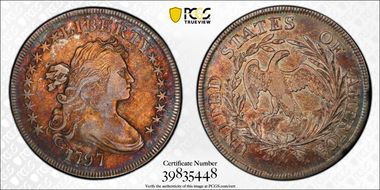 1797 $1 9x7 Stars, Large Letters N1