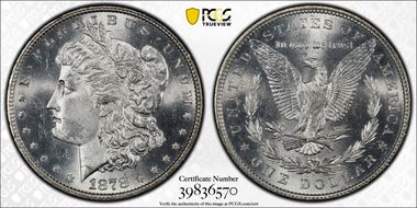 1878 7TF $1 Reverse of 1879 MS64