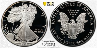 1991-S $1 Silver Eagle PR68DCAM