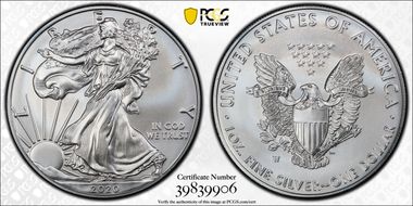 2020 $1 Silver Eagle First Strike MS70
