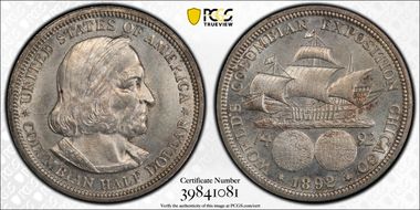 1892 50C Columbian MS64