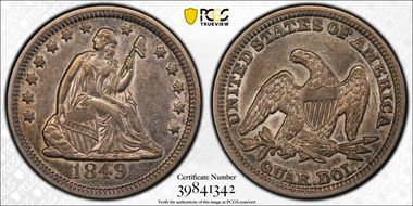 1849 25C AU50