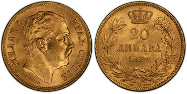 1882-V 20 Din KM-17.1  Au MS63