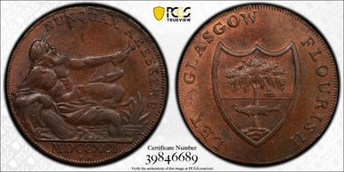 1791 Tk 1/2D DH-4 Lanarkshire, Glasgow MS64BN