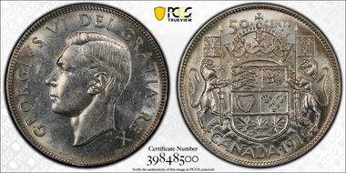 1949 50C Wide Date MS62