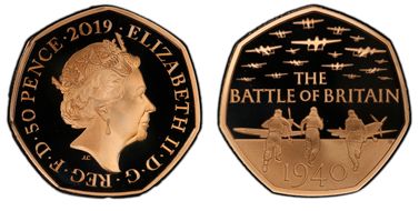 2019 50p Battle of Britain Au PR70DCAM
